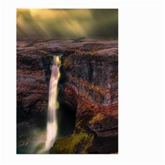 Waterfall Cascade Mountains Cliffs Northern Lights Large Garden Flag (two Sides) by danenraven