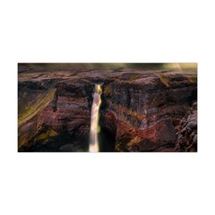 Waterfall Cascade Mountains Cliffs Northern Lights Yoga Headband by danenraven