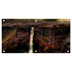 Waterfall Cascade Mountains Cliffs Northern Lights Banner And Sign 4  X 2  by danenraven