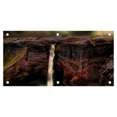 Waterfall Cascade Mountains Cliffs Northern Lights Banner And Sign 6  X 3  by danenraven