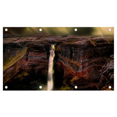 Waterfall Cascade Mountains Cliffs Northern Lights Banner And Sign 7  X 4  by danenraven