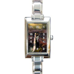 Waterfall Cascade Mountains Cliffs Northern Lights Rectangle Italian Charm Watch by danenraven