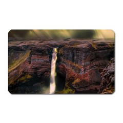 Waterfall Cascade Mountains Cliffs Northern Lights Magnet (rectangular) by danenraven