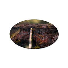 Waterfall Cascade Mountains Cliffs Northern Lights Sticker Oval (10 Pack) by danenraven