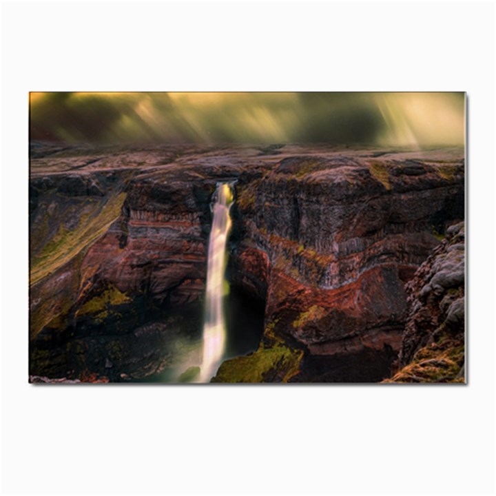 Waterfall Cascade Mountains Cliffs Northern Lights Postcard 4 x 6  (Pkg of 10)