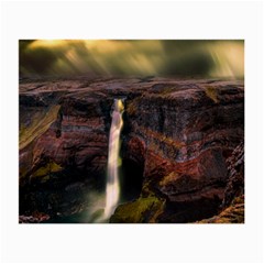 Waterfall Cascade Mountains Cliffs Northern Lights Small Glasses Cloth by danenraven