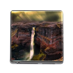 Waterfall Cascade Mountains Cliffs Northern Lights Memory Card Reader (square 5 Slot) by danenraven