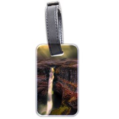 Waterfall Cascade Mountains Cliffs Northern Lights Luggage Tag (two Sides)