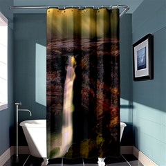 Waterfall Cascade Mountains Cliffs Northern Lights Shower Curtain 36  X 72  (stall)  by danenraven