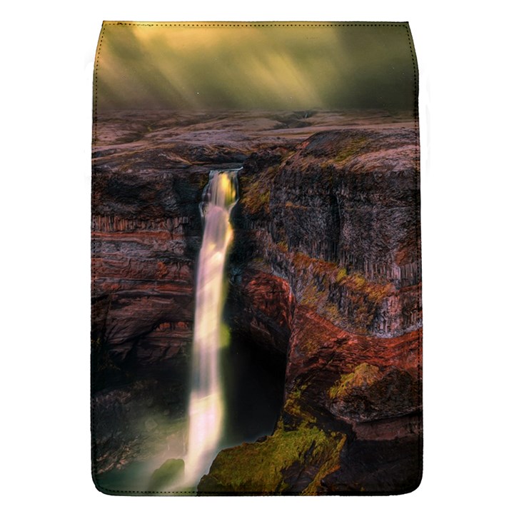 Waterfall Cascade Mountains Cliffs Northern Lights Removable Flap Cover (L)