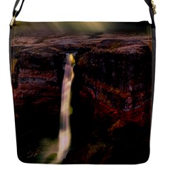 Waterfall Cascade Mountains Cliffs Northern Lights Flap Closure Messenger Bag (s) by danenraven