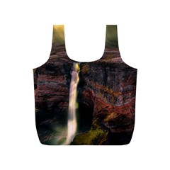 Waterfall Cascade Mountains Cliffs Northern Lights Full Print Recycle Bag (s) by danenraven