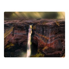 Waterfall Cascade Mountains Cliffs Northern Lights Double Sided Flano Blanket (mini)  by danenraven