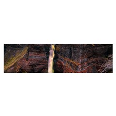 Waterfall Cascade Mountains Cliffs Northern Lights Oblong Satin Scarf (16  X 60 ) by danenraven