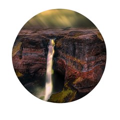 Waterfall Cascade Mountains Cliffs Northern Lights Mini Round Pill Box by danenraven