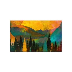 Trees Mountains Sun Sunrise Warm Red Yellow Sticker (rectangular) by danenraven