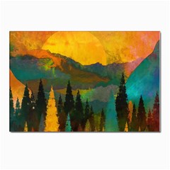 Trees Mountains Sun Sunrise Warm Red Yellow Postcards 5  X 7  (pkg Of 10) by danenraven