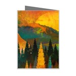 Trees Mountains Sun Sunrise Warm Red Yellow Mini Greeting Card Right