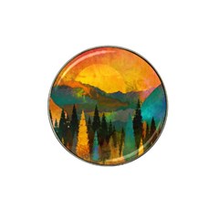 Trees Mountains Sun Sunrise Warm Red Yellow Hat Clip Ball Marker (10 Pack) by danenraven