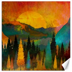 Trees Mountains Sun Sunrise Warm Red Yellow Canvas 16  X 16  by danenraven