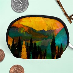 Trees Mountains Sun Sunrise Warm Red Yellow Accessory Pouch (medium) by danenraven