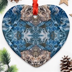 Turquoise Symmetry Heart Ornament (two Sides) by kaleidomarblingart