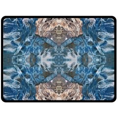 Turquoise Symmetry Fleece Blanket (large)  by kaleidomarblingart