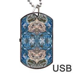 Turquoise Symmetry Dog Tag Usb Flash (two Sides) by kaleidomarblingart