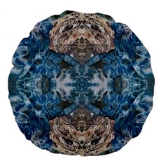 Turquoise Symmetry Large 18  Premium Round Cushions by kaleidomarblingart