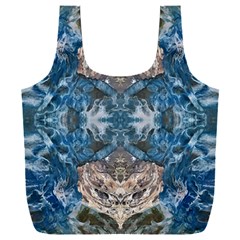 Turquoise Symmetry Full Print Recycle Bag (xxxl) by kaleidomarblingart