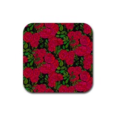 Seamless-pattern-with-colorful-bush-roses Rubber Coaster (square) by BangZart