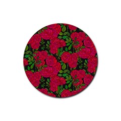 Seamless-pattern-with-colorful-bush-roses Rubber Coaster (round) by BangZart