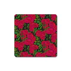 Seamless-pattern-with-colorful-bush-roses Square Magnet by BangZart