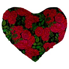 Seamless-pattern-with-colorful-bush-roses Large 19  Premium Heart Shape Cushions by BangZart