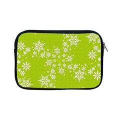 White Snowflakes Green Apple Ipad Mini Zippered Sleeve by TetiBright