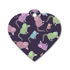 Animals Mouse Cartoon Dog Tag Heart (one Side) by artworkshop