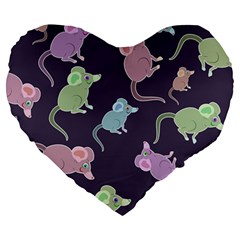 Animals Mouse Cartoon Large 19  Premium Heart Shape Cushions by artworkshop