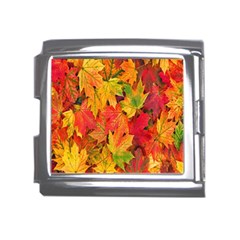 Autumn Background Maple Leaves Mega Link Italian Charm (18mm) by artworkshop