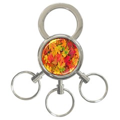 Autumn Background Maple Leaves 3-ring Key Chain by artworkshop