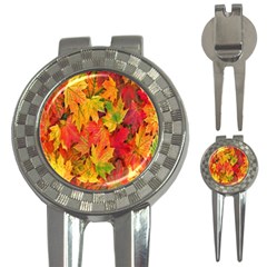 Autumn Background Maple Leaves 3-in-1 Golf Divots by artworkshop