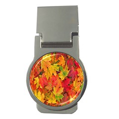 Autumn Background Maple Leaves Money Clips (round)  by artworkshop