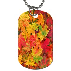 Autumn Background Maple Leaves Dog Tag (one Side) by artworkshop