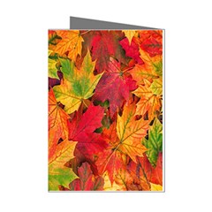 Autumn Background Maple Leaves Mini Greeting Cards (pkg Of 8) by artworkshop