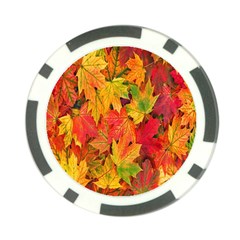 Autumn Background Maple Leaves Poker Chip Card Guard by artworkshop