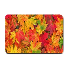 Autumn Background Maple Leaves Small Doormat by artworkshop