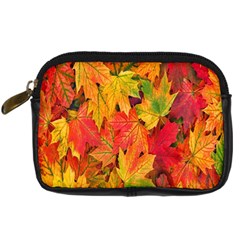 Autumn Background Maple Leaves Digital Camera Leather Case by artworkshop