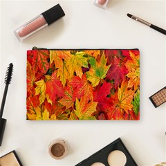 Autumn Background Maple Leaves Cosmetic Bag (medium) by artworkshop