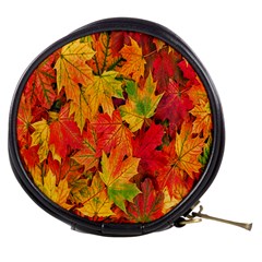 Autumn Background Maple Leaves Mini Makeup Bag by artworkshop