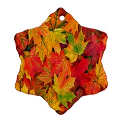 Autumn Background Maple Leaves Ornament (snowflake) by artworkshop