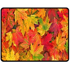 Autumn Background Maple Leaves Fleece Blanket (medium)  by artworkshop